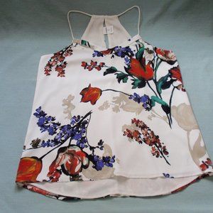Express Reversible Barcelona Cami Top Blouse Floral Bold White Sz M